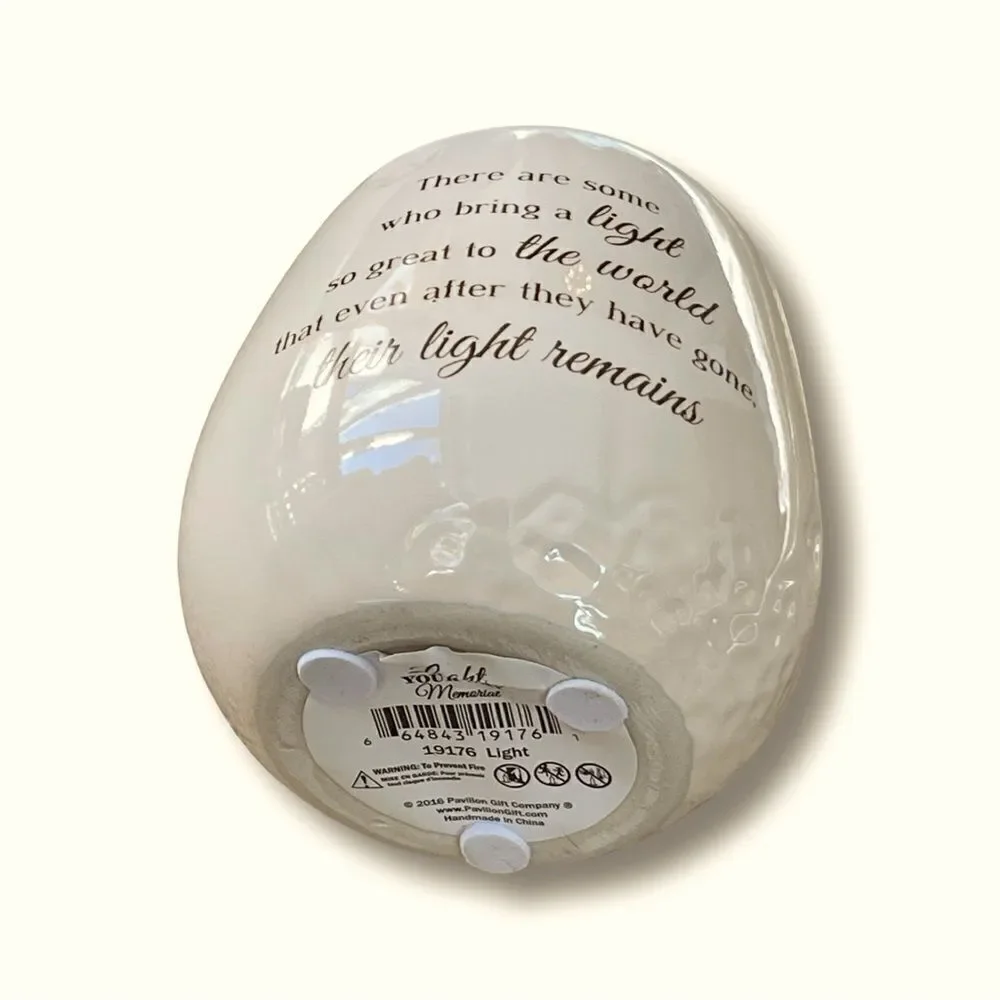 Pavilion Gift Co. In Memory “Light Remains” Ceramic Soy Wax Candle - Ivory - NWT